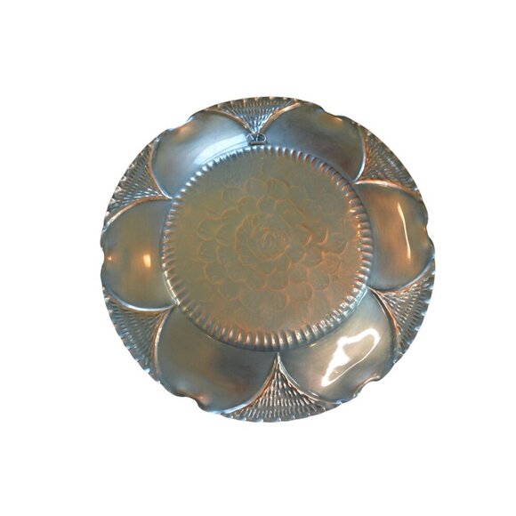 Vintage Mid Century Arts and Crafts Gregorian Copper Calla Lily Wall Charger 18" - Picture 5 of 7